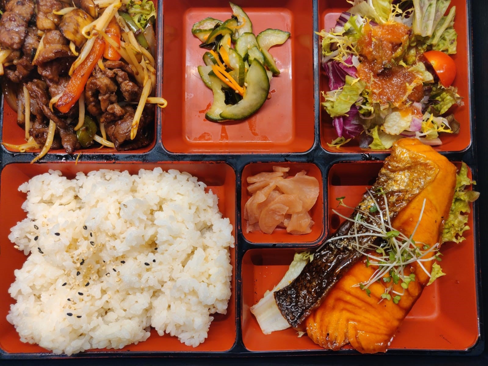 Beef Teriyaki and Salmon Teriyaki