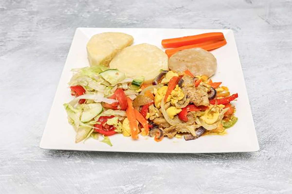 Ackee and Saltfish with hard food