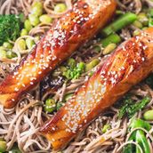 Teriyaki Soba Noodles With Salmon