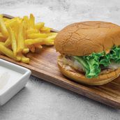 Chicken Burger With French Fries