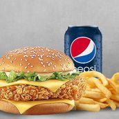 Crispy Chicken Burger With Mozzarella Sticks