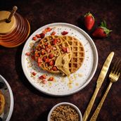 Oat Waffle with Peanut Butter & Berries