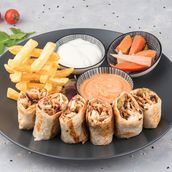 Arabic chicken shawarma on charcoal meat street single meal