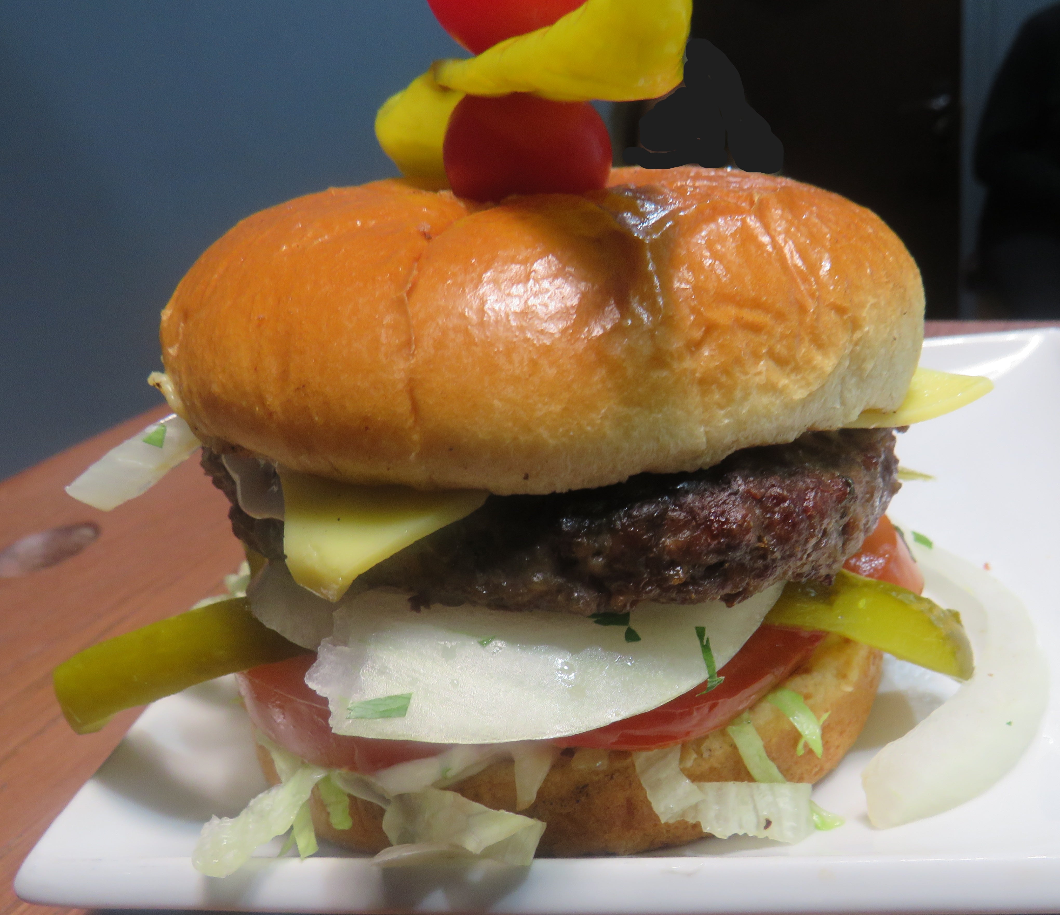 Charcoal-Grilled Beef Burger and Chips
