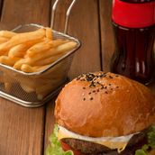Grilled Beef Burger with Fries and Drink