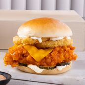 Dynamite Chicken Hot Burger And Onion Rings