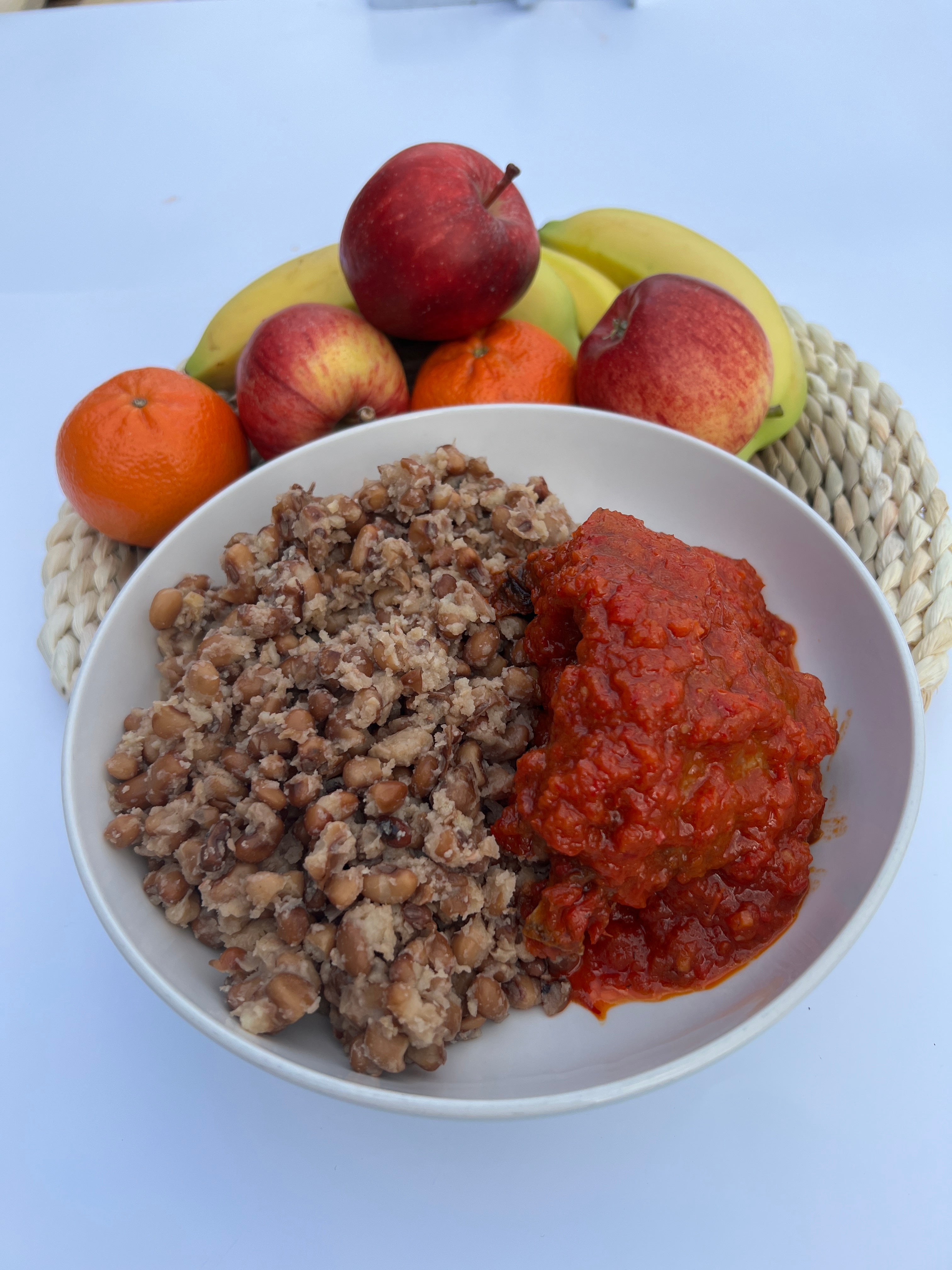 White  Rice and Beans with Stew