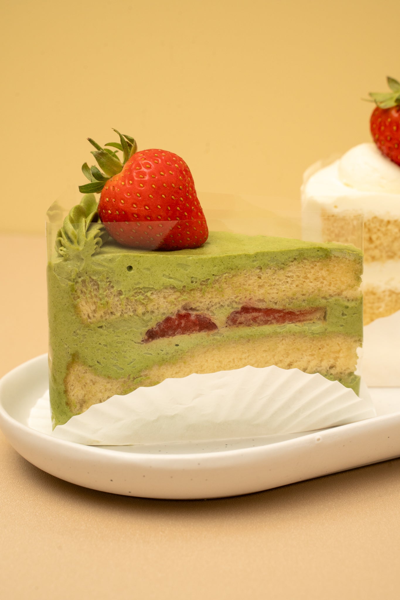 Strawberry matcha cream cake