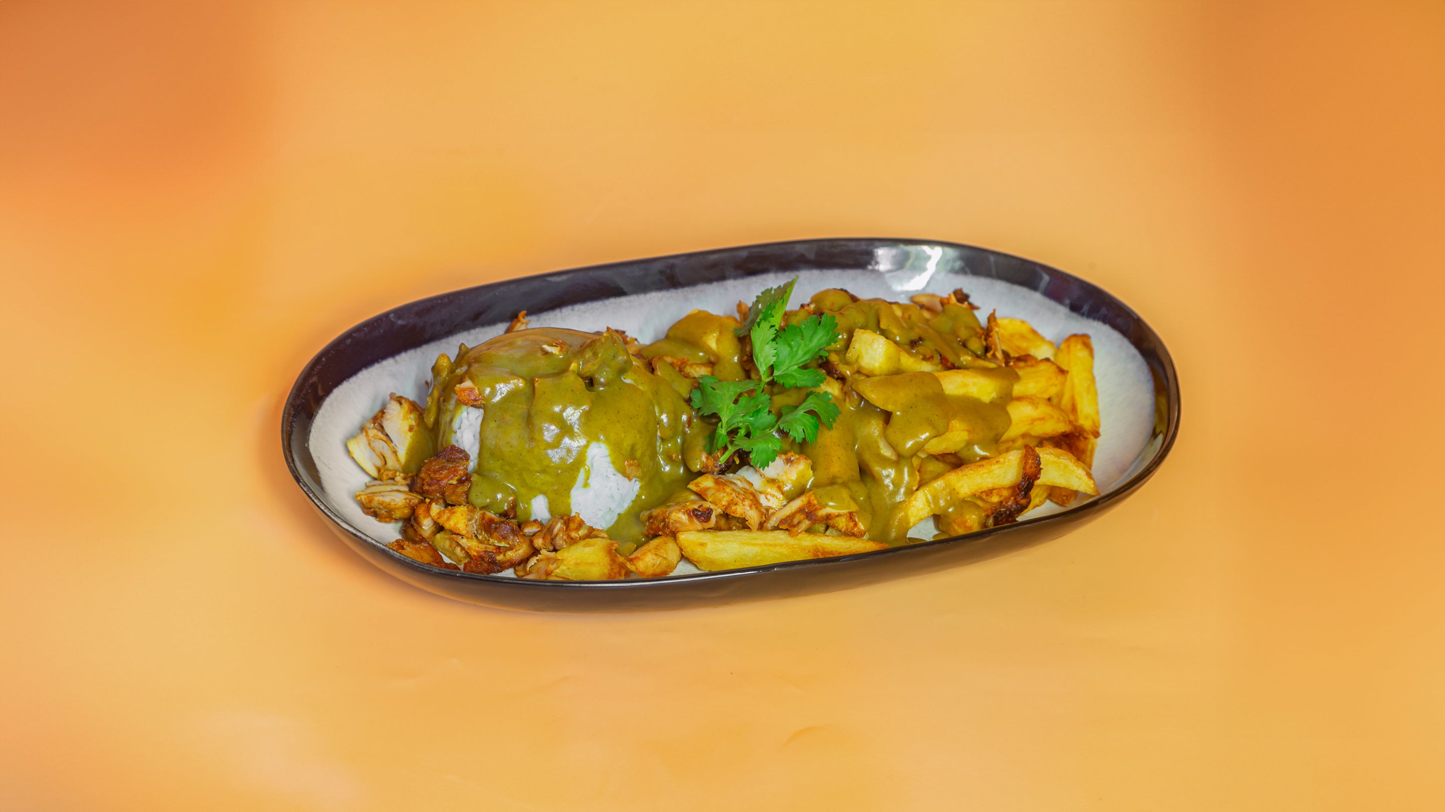 Chicken Curry, Chips, and Rice