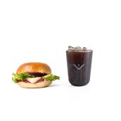Iced americano and Halloum Sandwich