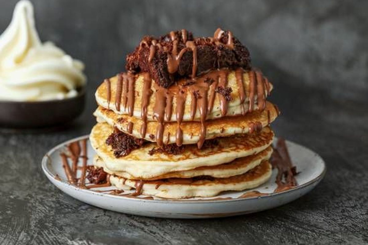 Loaded Fudge Brownie Pancakes