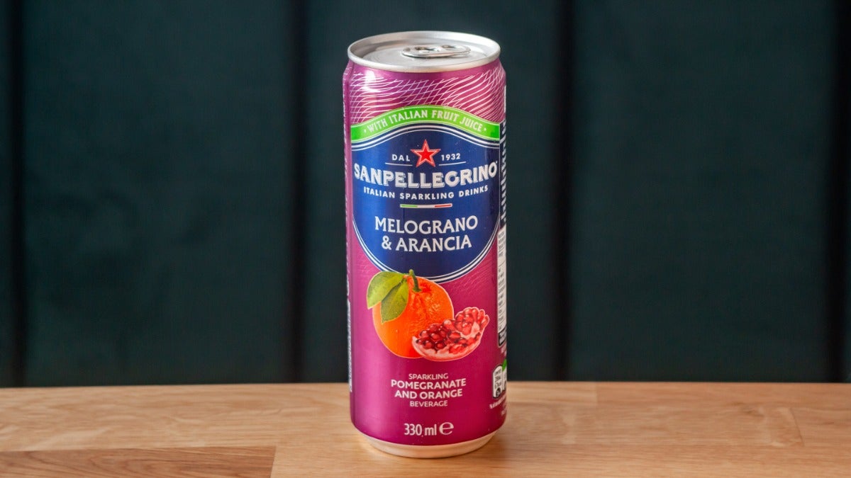 San Pellegrino Pomegranate and Orange Cans