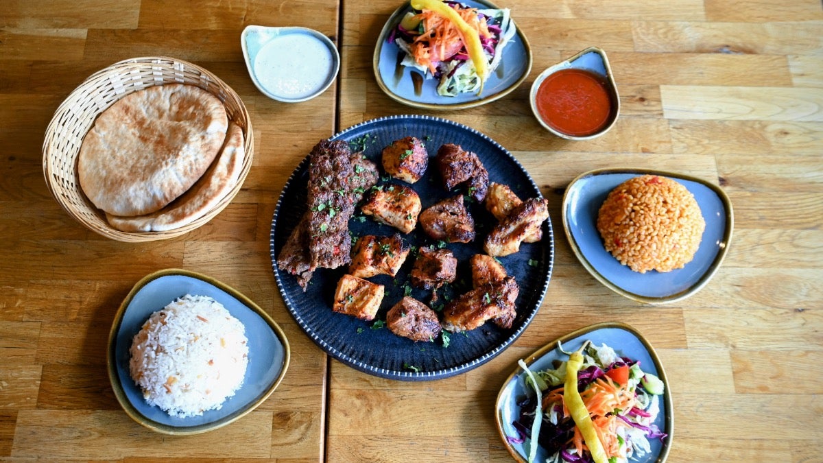 Charcoal kebab platter for two