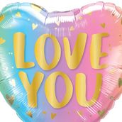 Love You Pastel Ombre & Hearts Foil Balloon