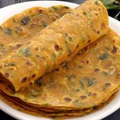 2 Methi Thepla With Aloo Bhaji Served With Green Chili And Cabbage Salad