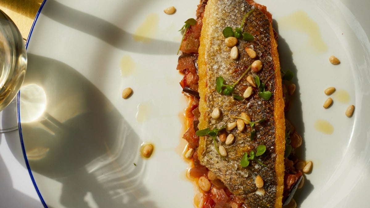 Var Salmon, Grilled Baby Gem, Petit Pois & Mint