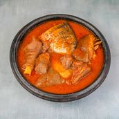 Fufu & Light Soup With Fish And Goat Meat