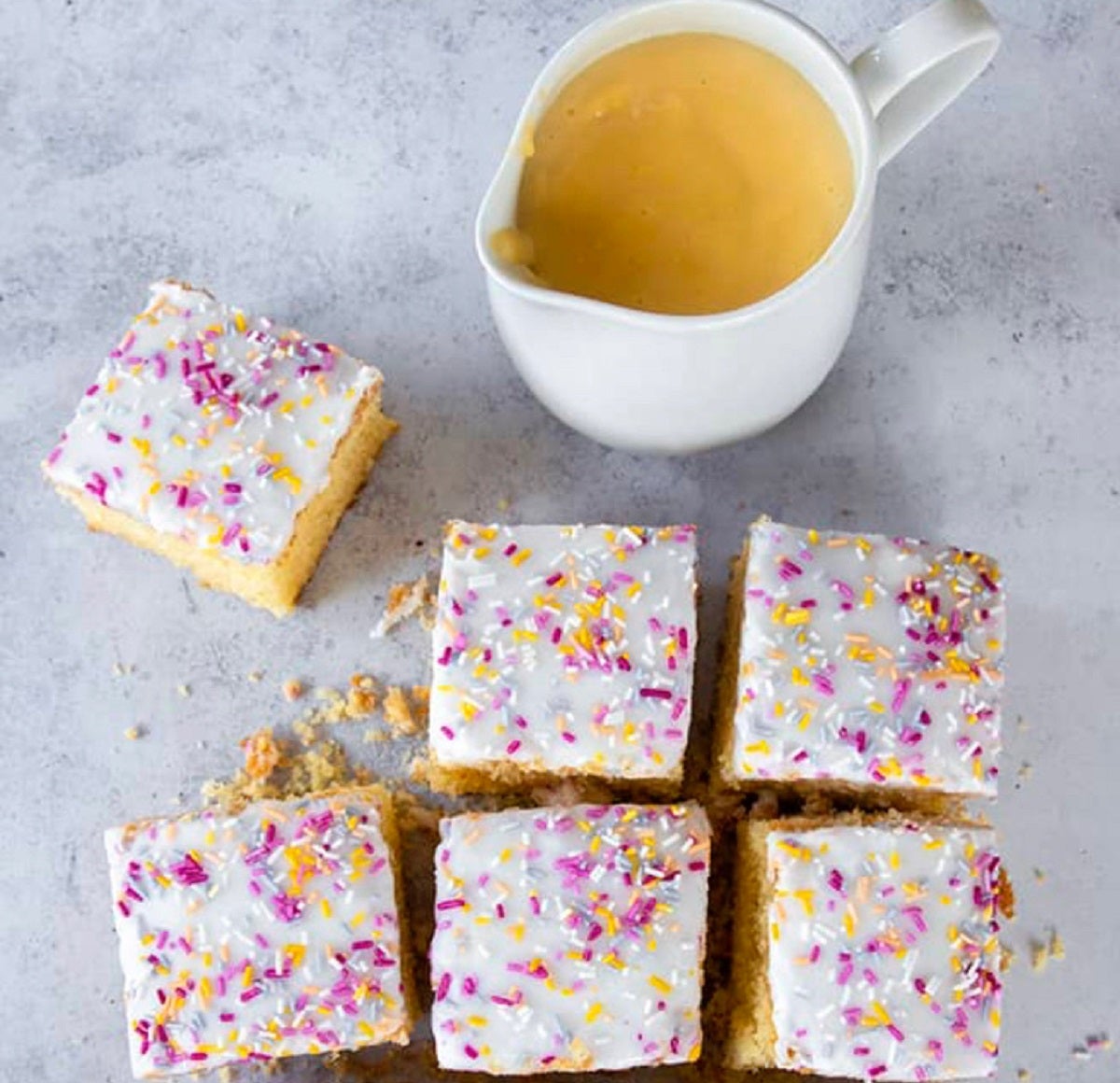 Old school sprinkle cake and custard