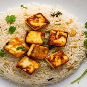 Grilled Paneer in Peri Peri Sauce with Butter Garlic Rice