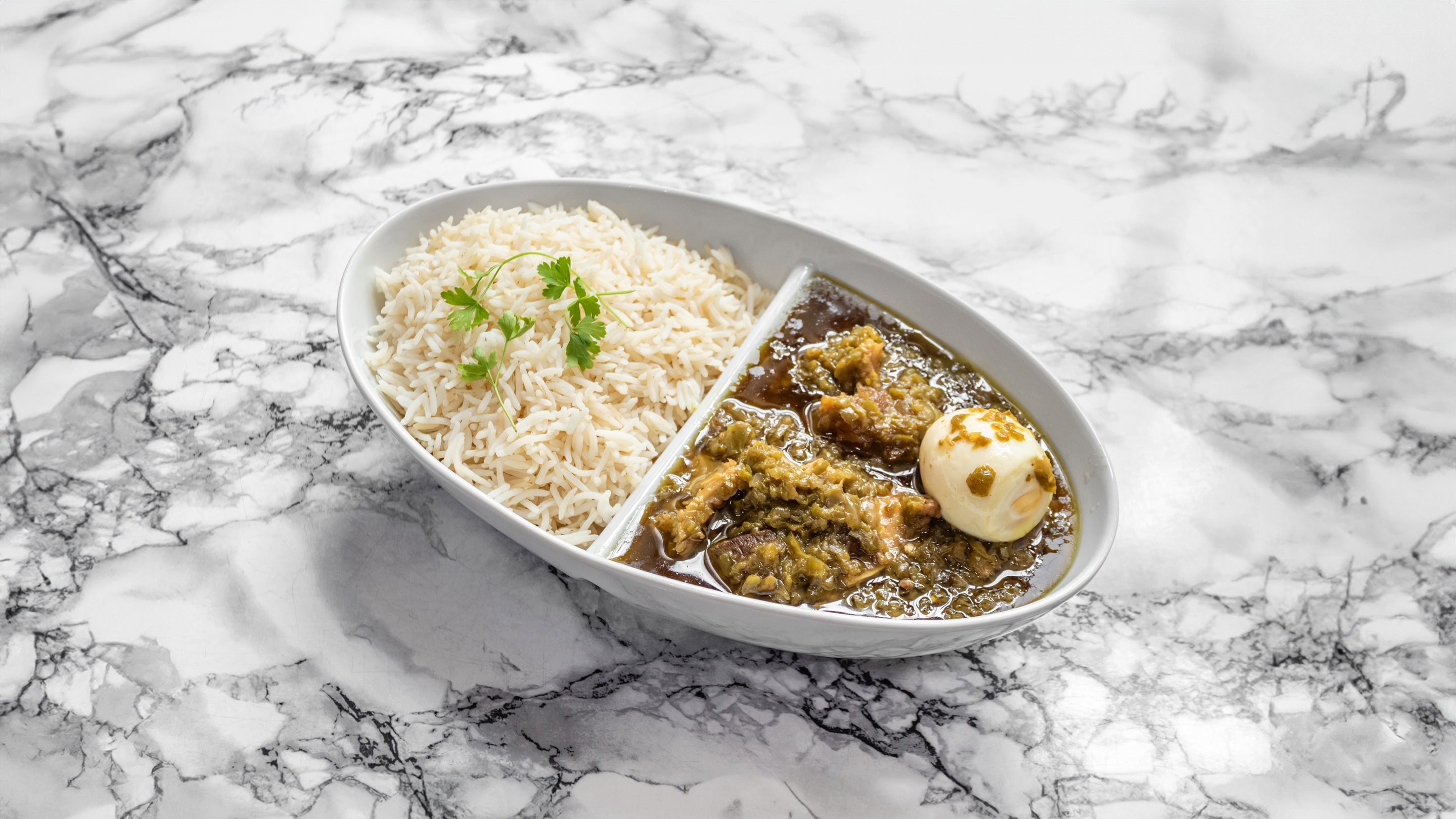 White Rice, with Red Stew(ata dindin) or Ayamase Sauce