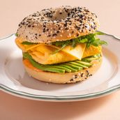 Bagel with Eggs, Cheese, Sriracha Mayo