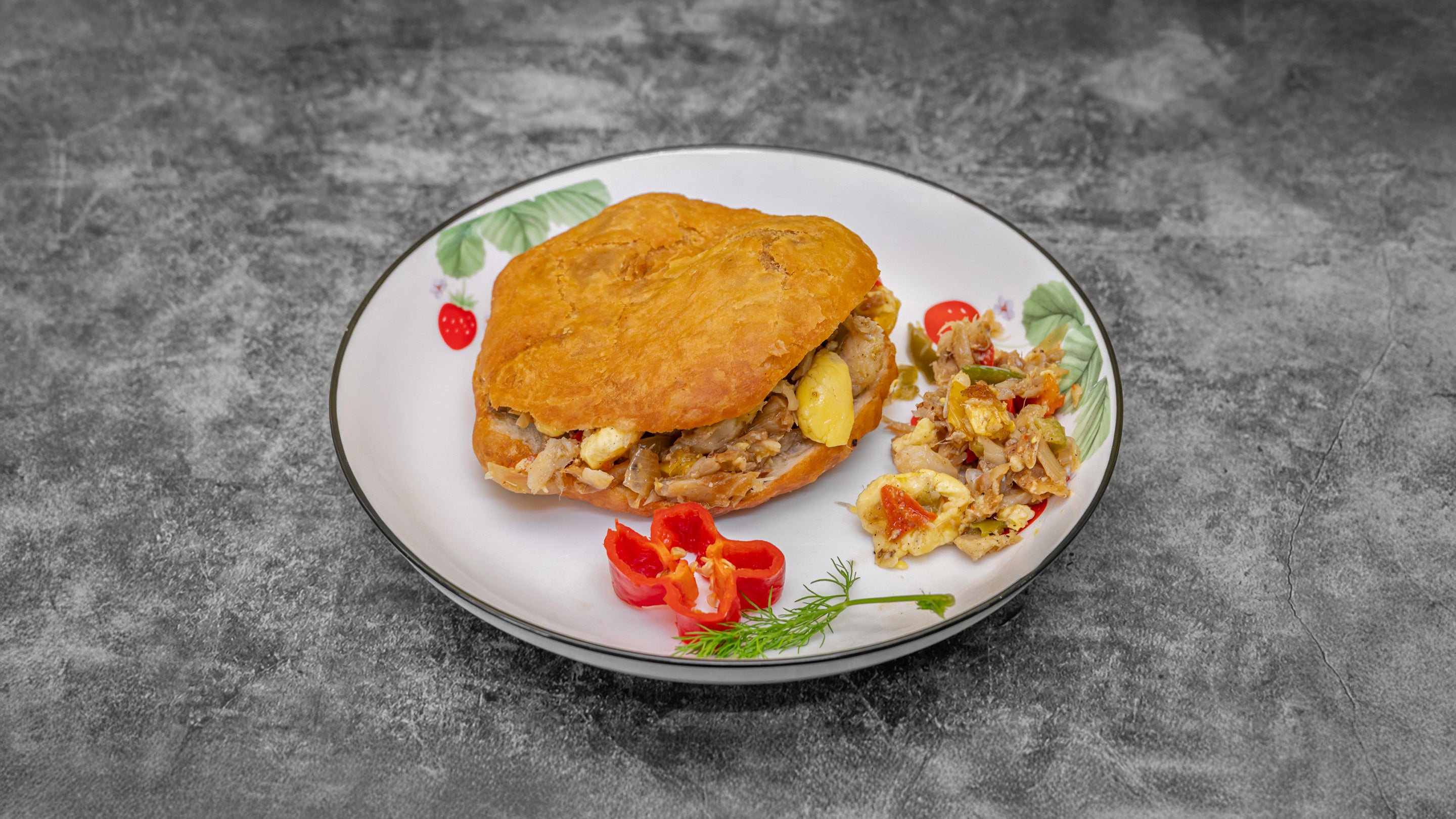 Ackee and Saltfish in Dumpling
