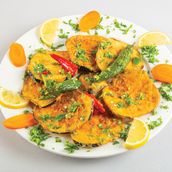 Eggplant salad with vinegar and garlic