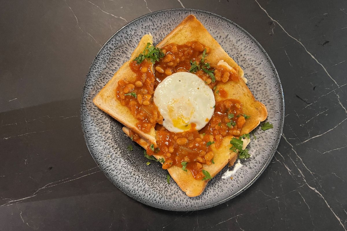 Fried Egg and Masala Beans on Toast
