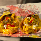 Paratha Cheese Hot Dog Tacos Topped With Jalapeno