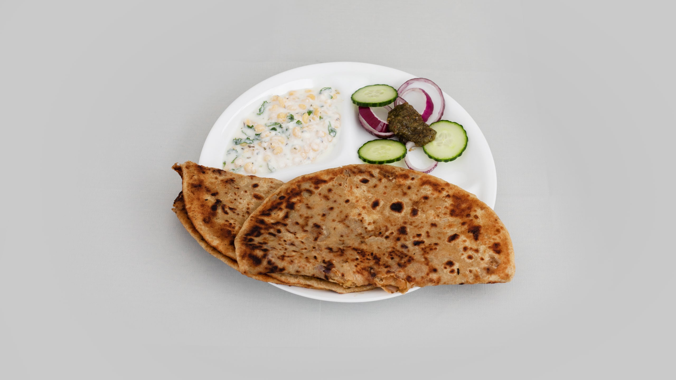 2 Aloo Paratha Yogurt and Achaar