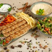 Family Chicken Kebab And Appetizers Meal