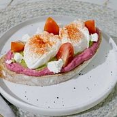 signature beetroot hummus avocado toast