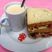 Hot Milk Tea With Bread And Fried Egg