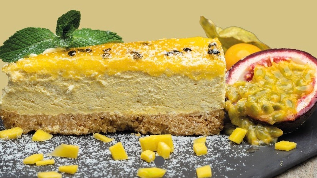 Mango & passion fruit mousse cake