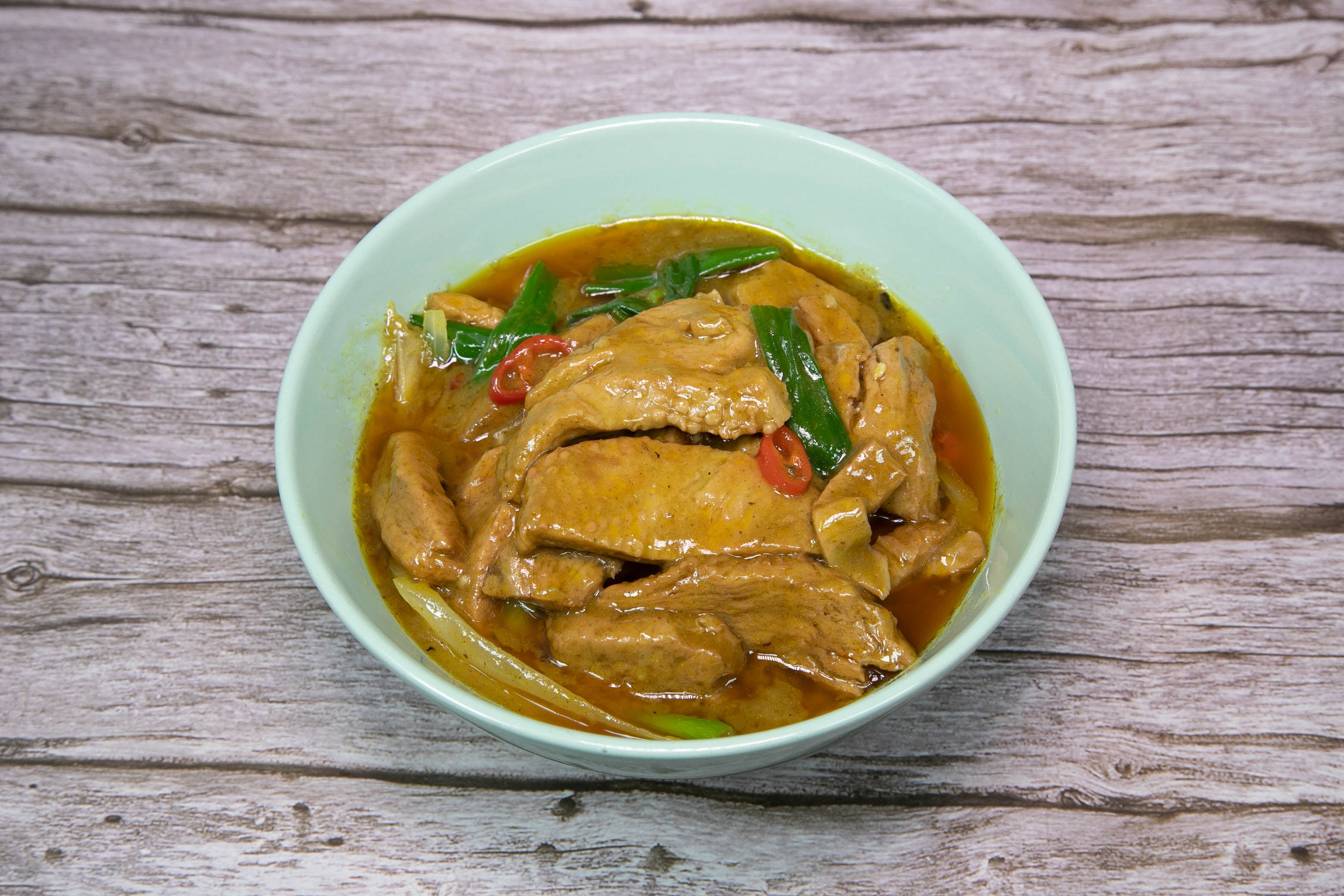 Mock ‘Char Siu’ in Curry Sauce (VE) 咖喱素叉烧