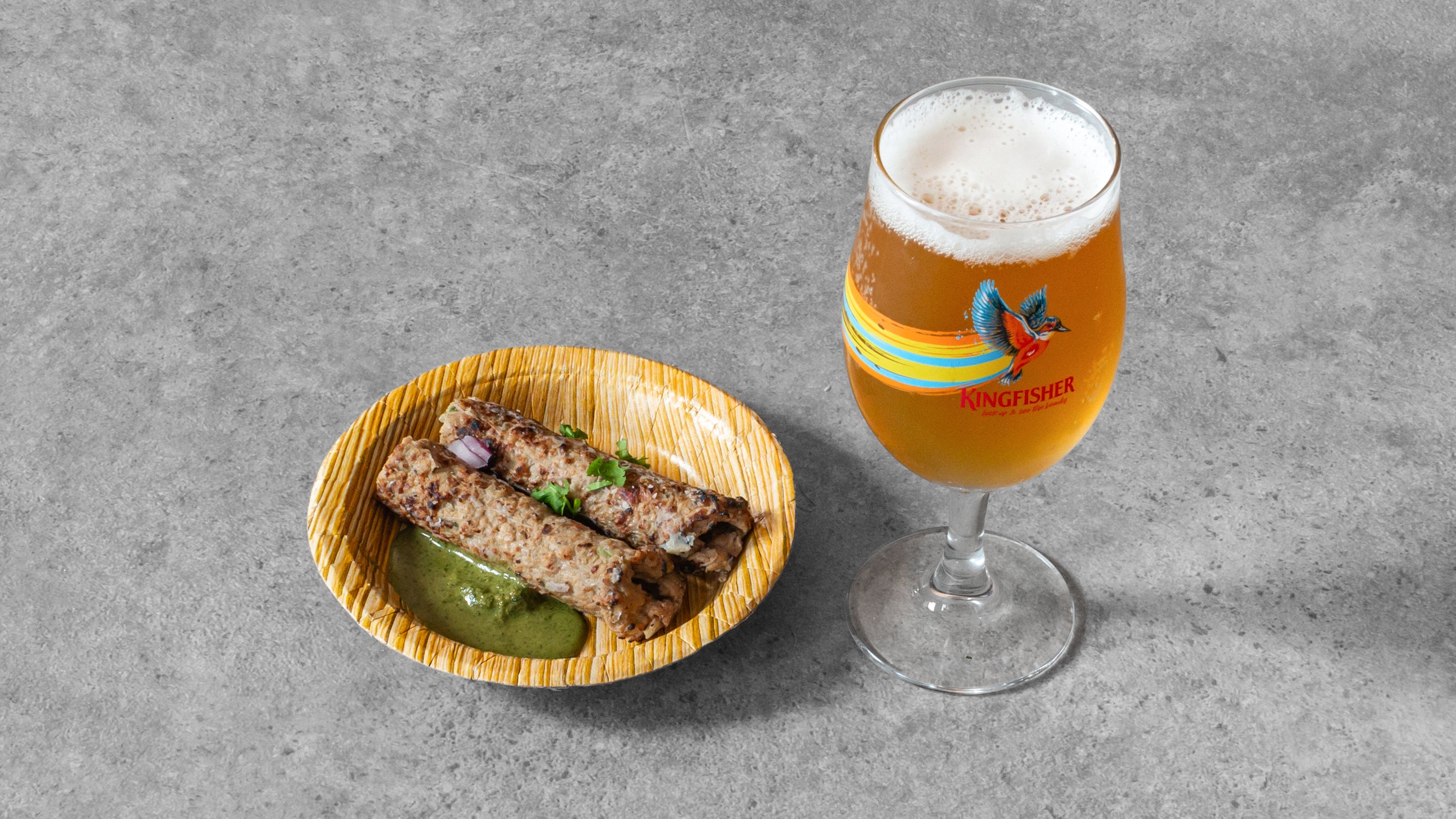 Kingfisher Beer with Lamb Kebab