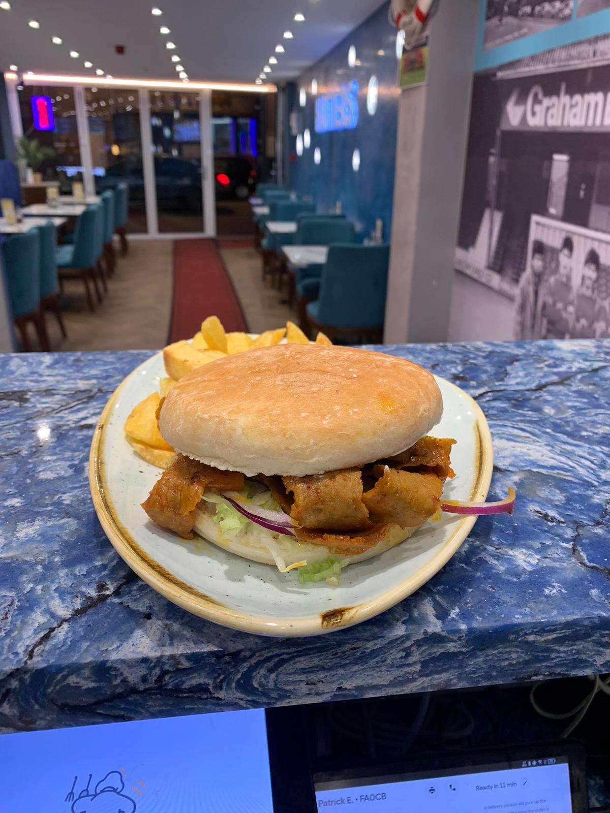 Hatters Big Doner Burgers with Chips