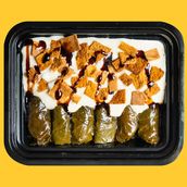 Grape Leaves with Fattah Sauce and Fried Bread