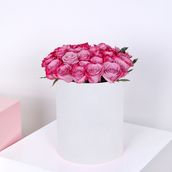 White Box With 50 Deep Purple Roses