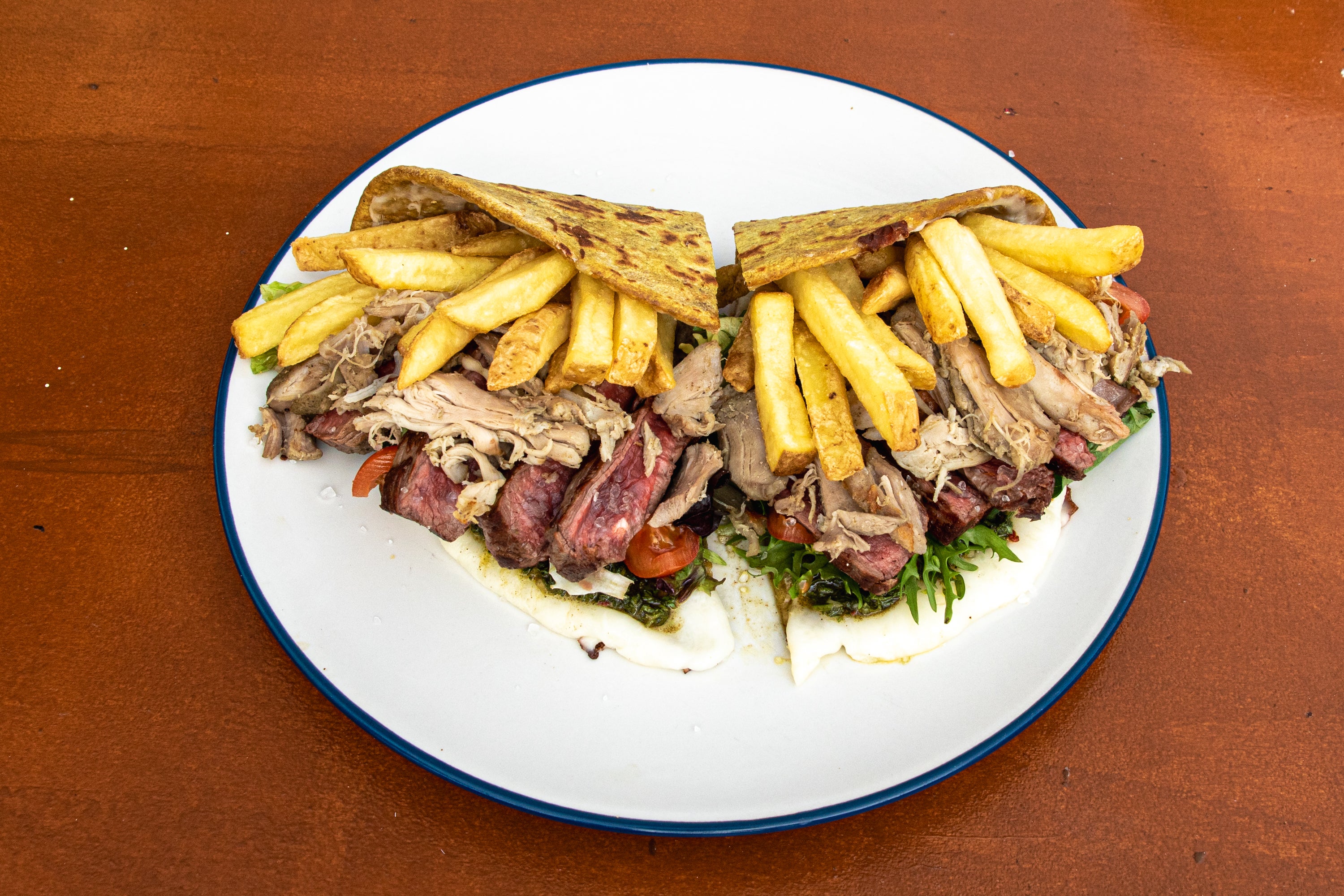 Double Meat feast & Fries Piadina