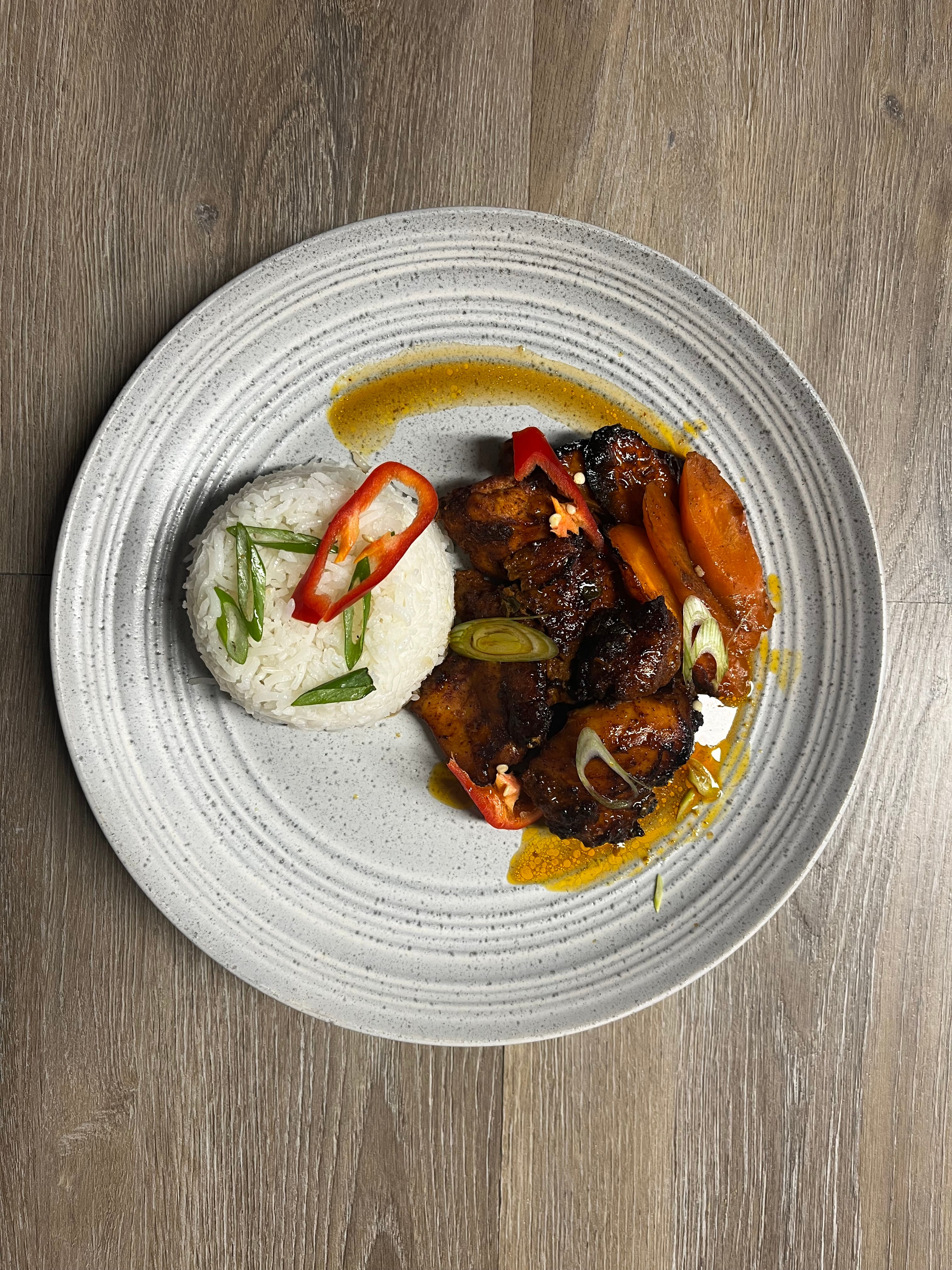 Malaysian Chicken with Steamed Rice