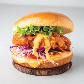 Buffalo shrimp burger