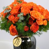 Fiery Orange Rose Vase