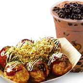 Takoyaki With Bubble Tea Combo