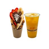 Bubble waffle with Orange juice combo