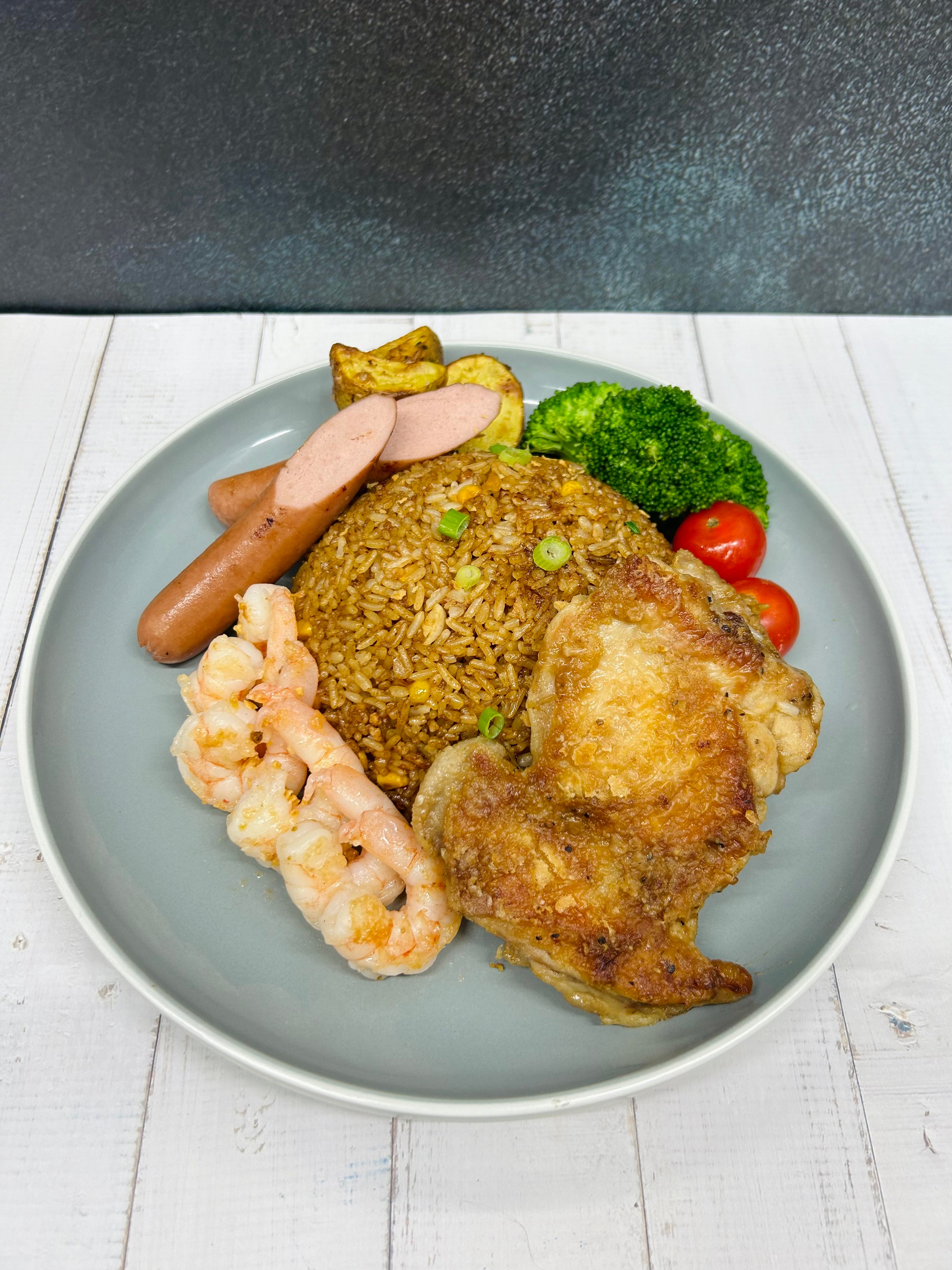 🐣🦐Prawn & Chicken Fried Rice+Snack+Baked Potato+Drink 大蝦併雞扒炒飯 + 自選小食+香草焗薯+飲品