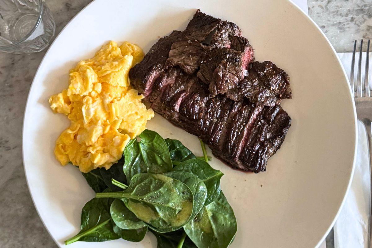 Steak and fried eggs