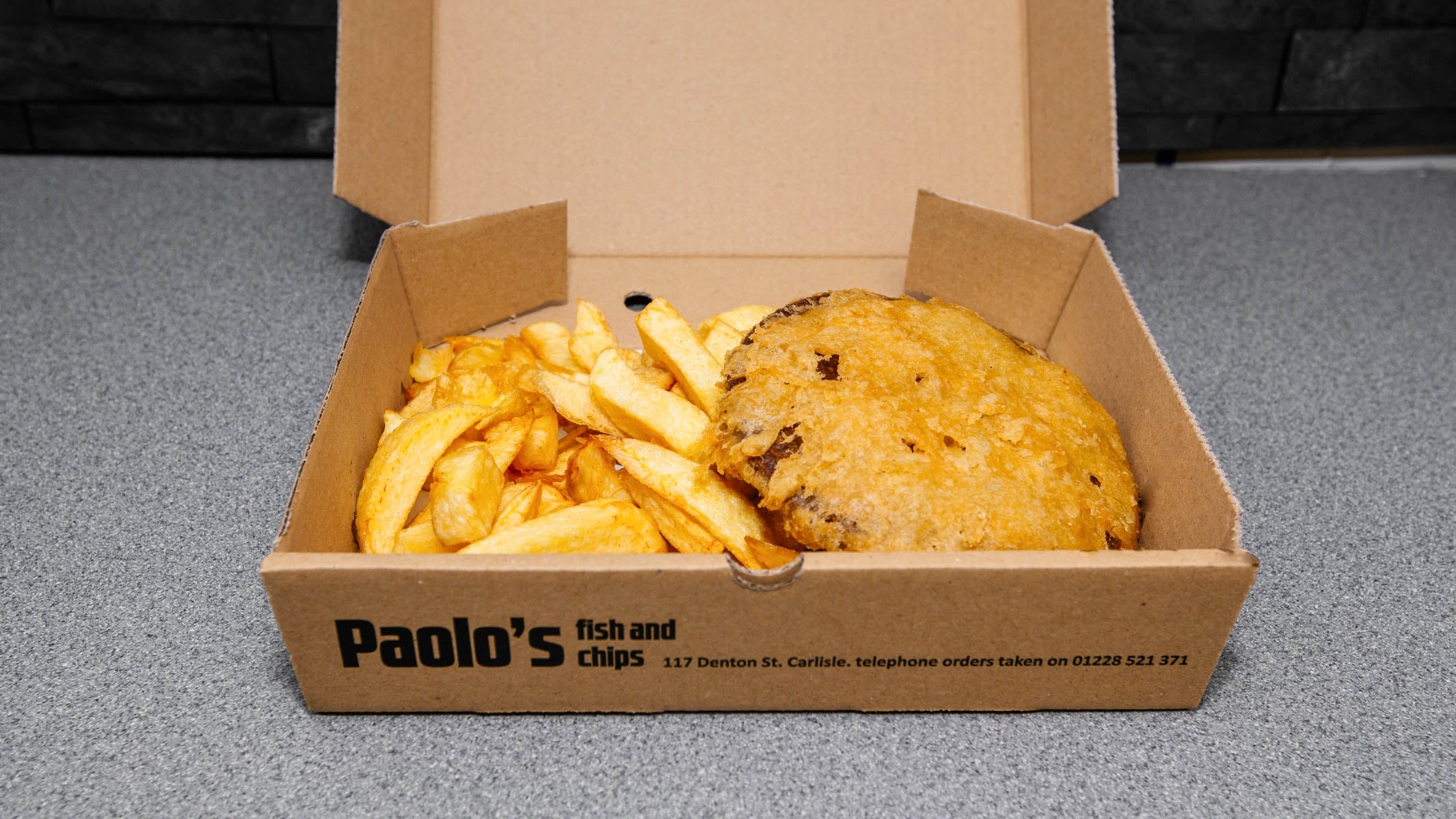 Battered Burger and Chips