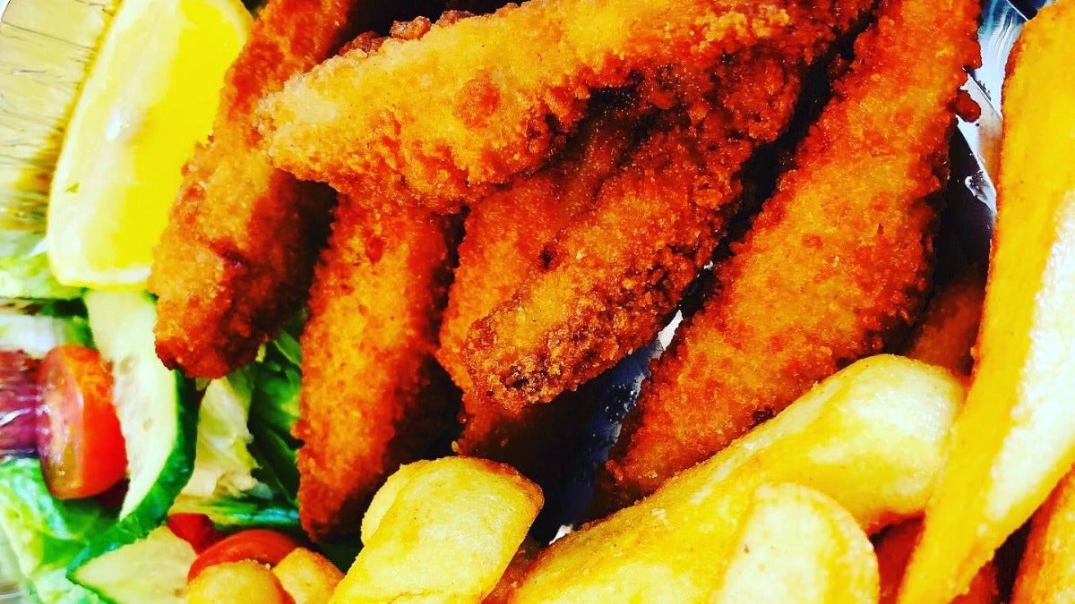 Breaded Goujons of Chicken Served with Fries