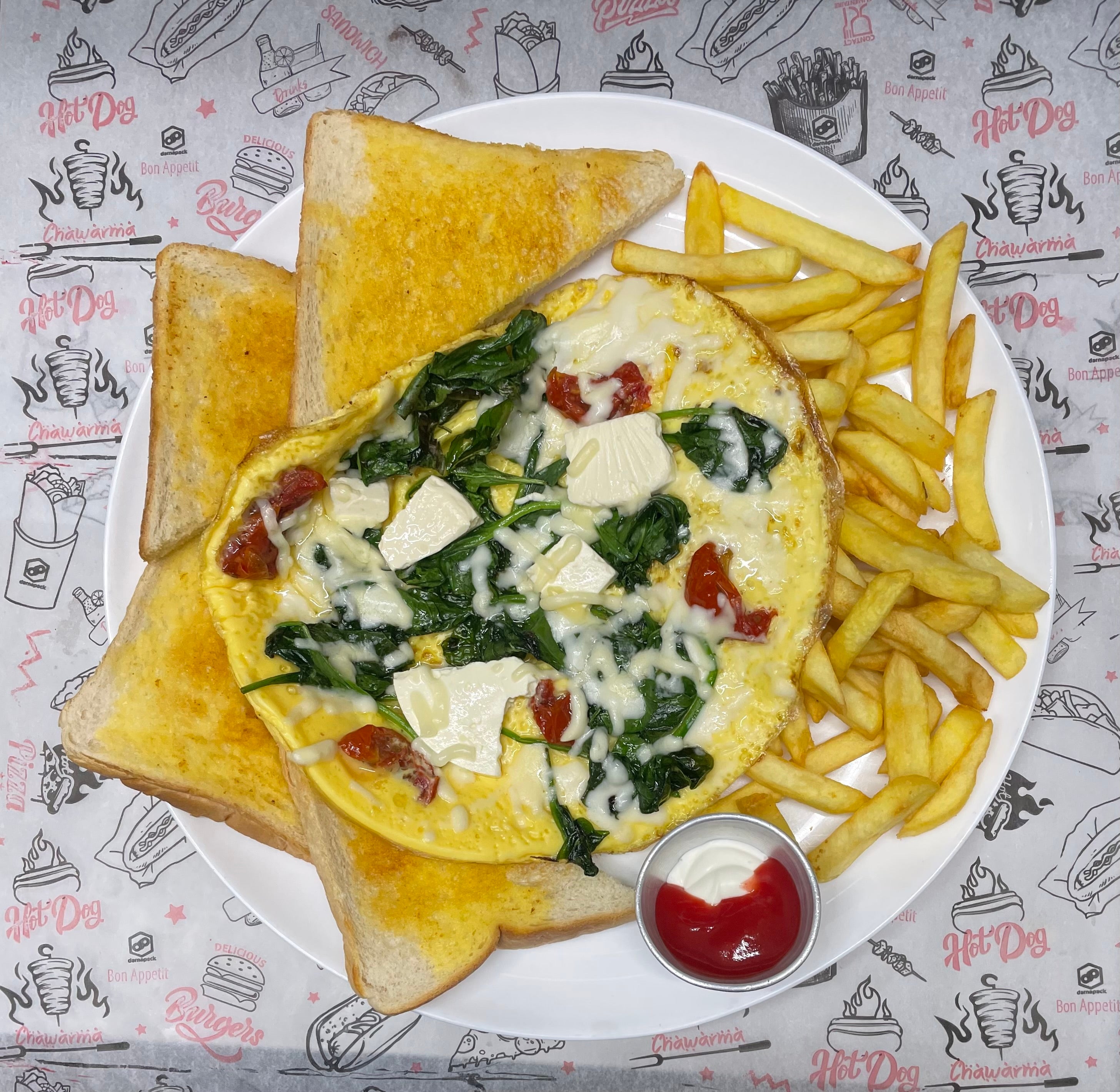 Spinach and Sundried Tomatoes Omelette